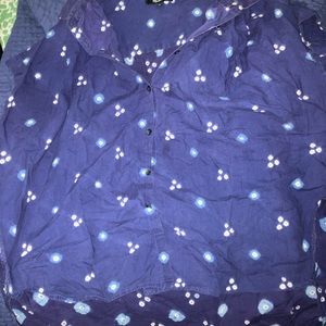 Madewell Batik Button Up Front Tie/Crop Blouse